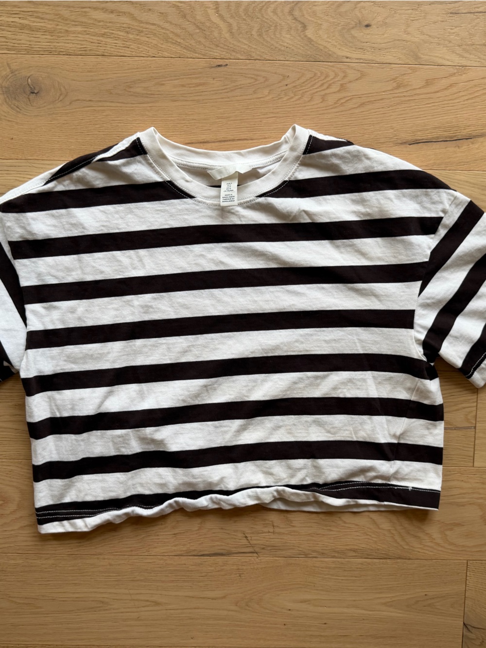 Striped Brown & White Cropped Tee